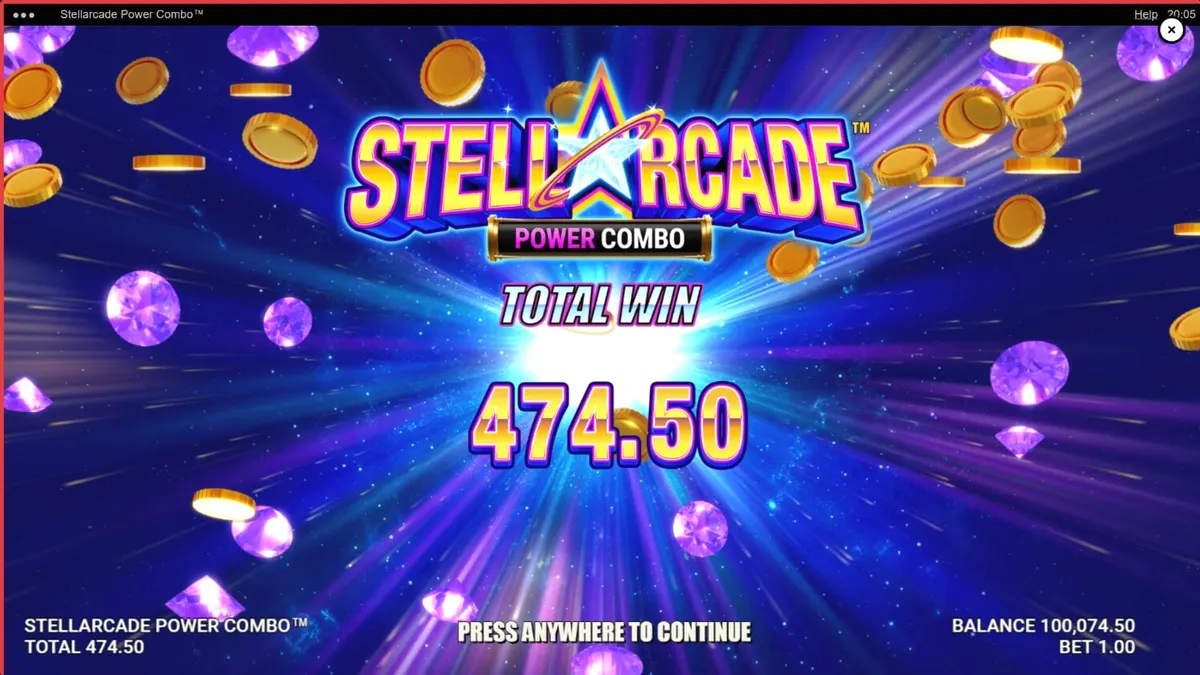 Interface do slot Stellarcade Power Combo com elementos neon e espaciais