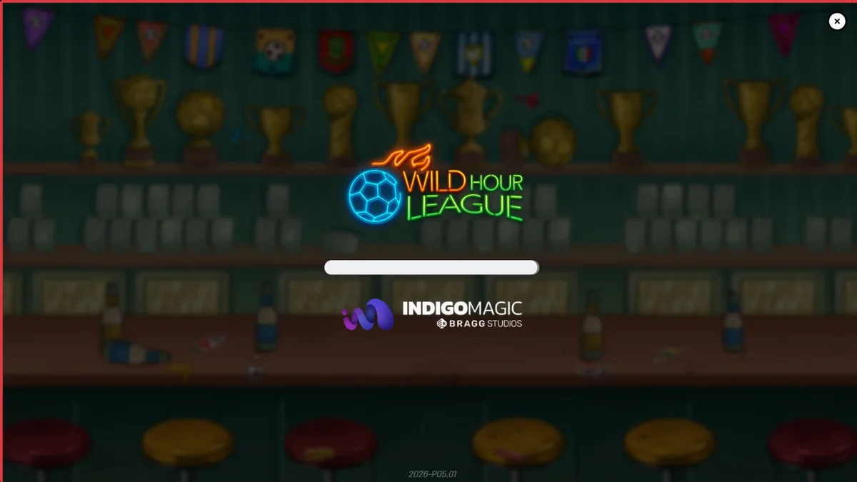 Visual vibrante do slot Wild Hour League com tema de futebol em um pub